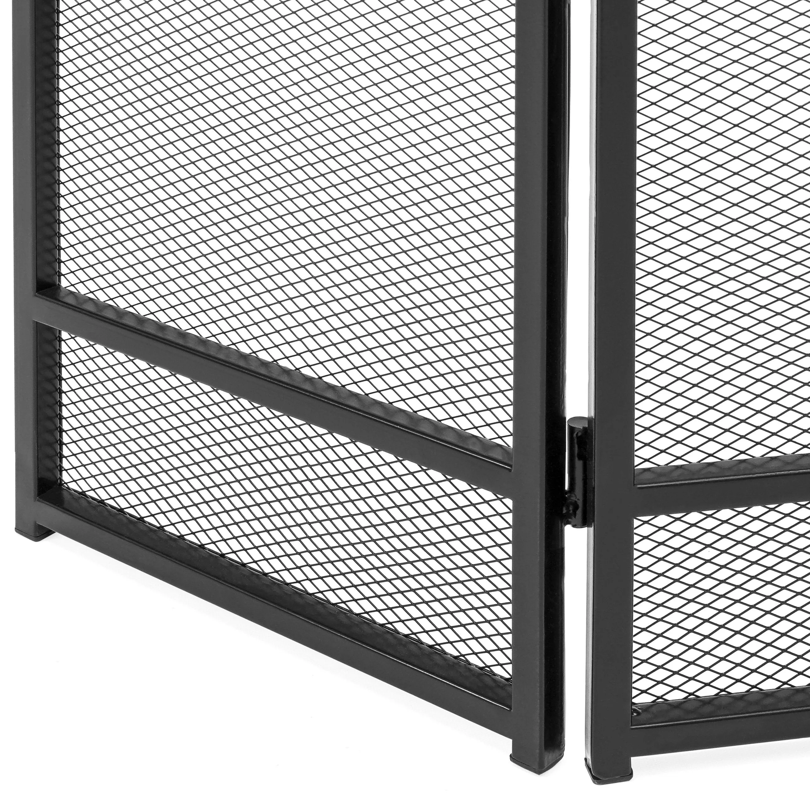 3-Panel 47x29in Simple Steel Mesh Fireplace Screen w/ Rustic Worn Finish