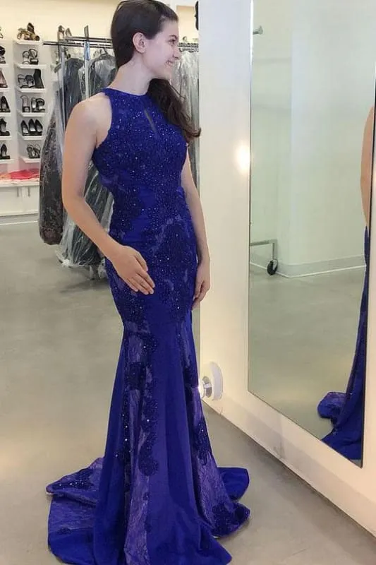 Amazing Chic Chic Gorgeous Jewel Beading Mermaid Prom Trumpet Sleeveless Sweep Train Evening Dress