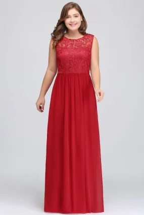 Amazing Jewel Neck Lace Chiffon Evening Dress Sleveless Floor Length Formal Dress