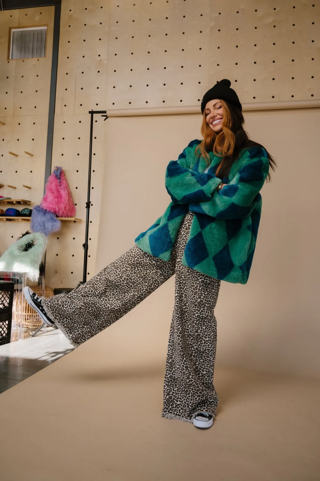 Blue Cosmos Faux Fur Coat