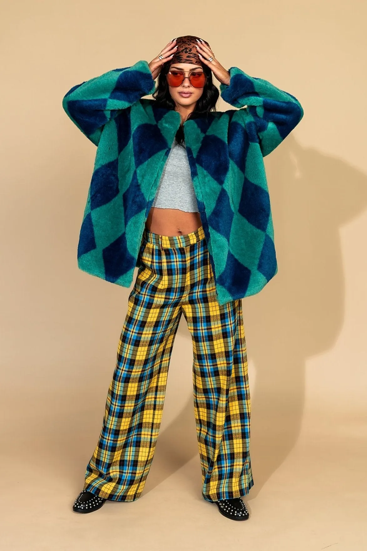 Blue Cosmos Faux Fur Coat
