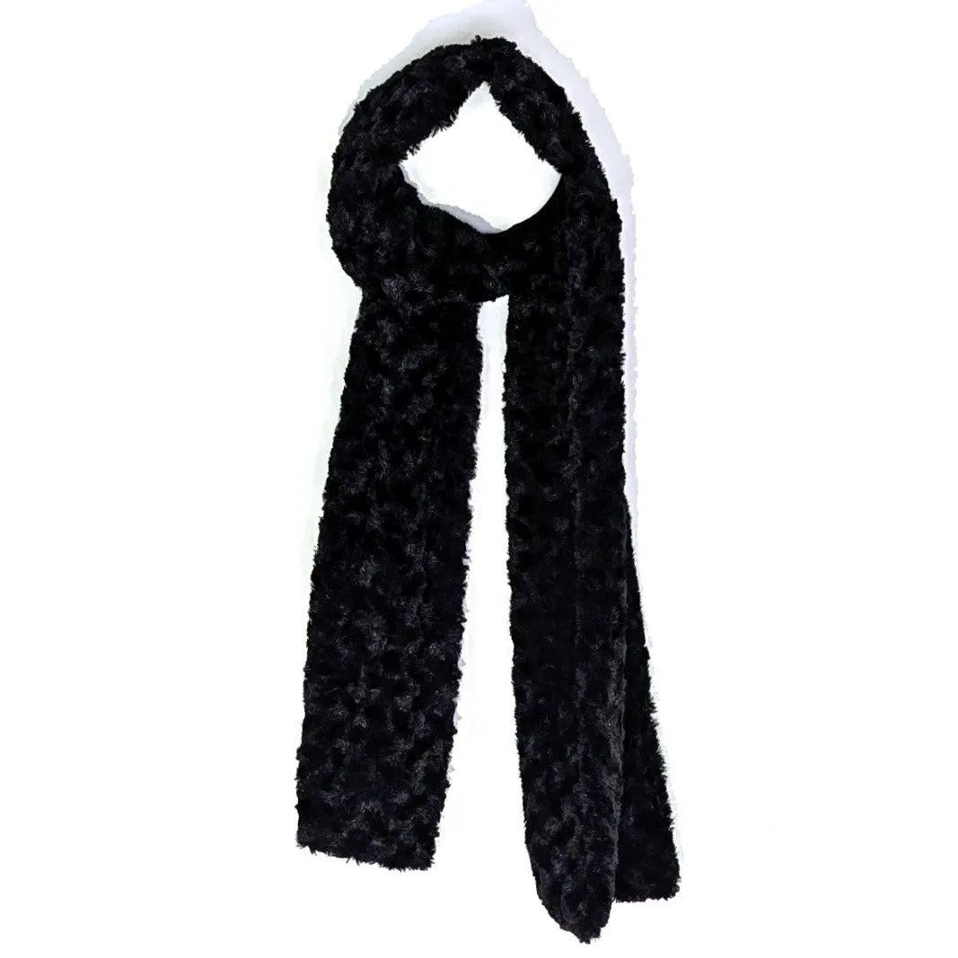 Faux fur mini rose effect long scarf