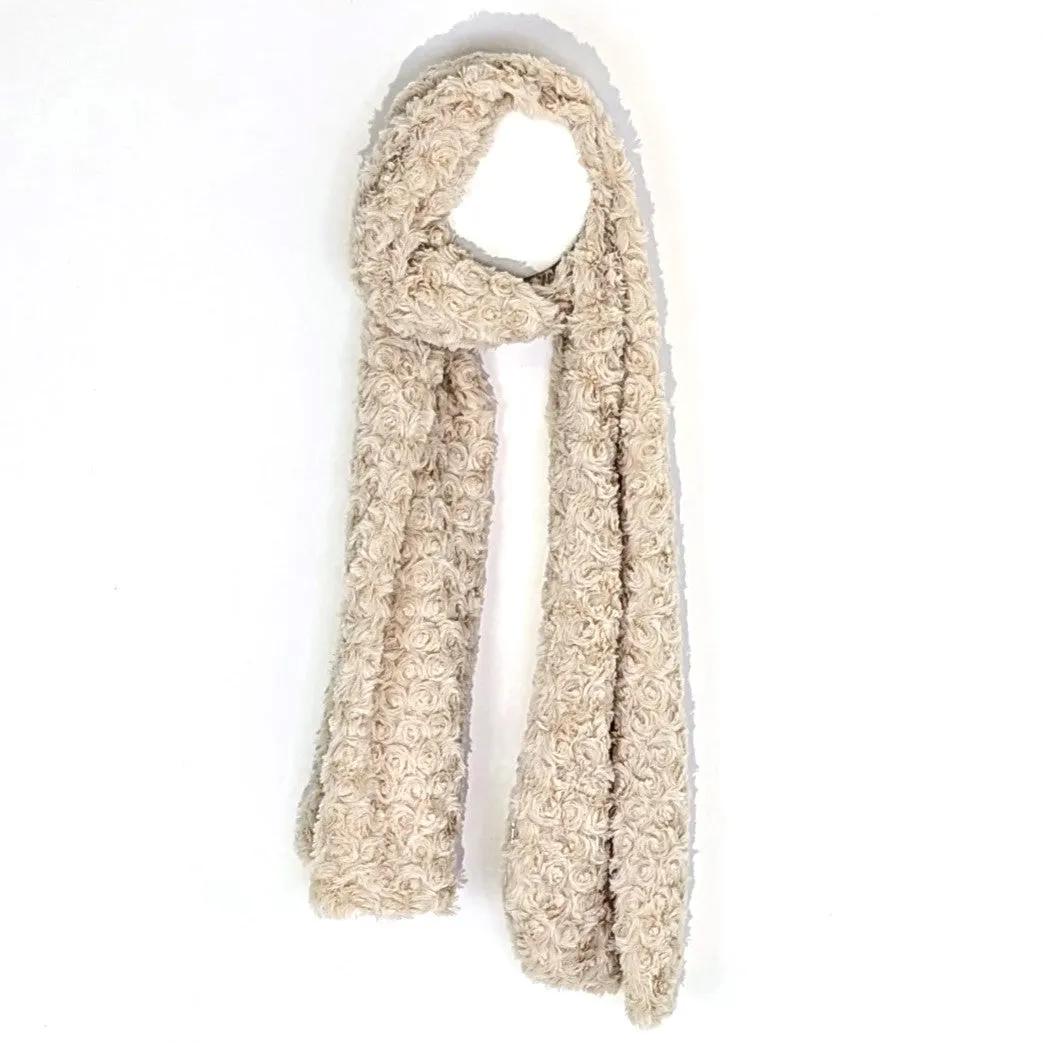 Faux fur mini rose effect long scarf