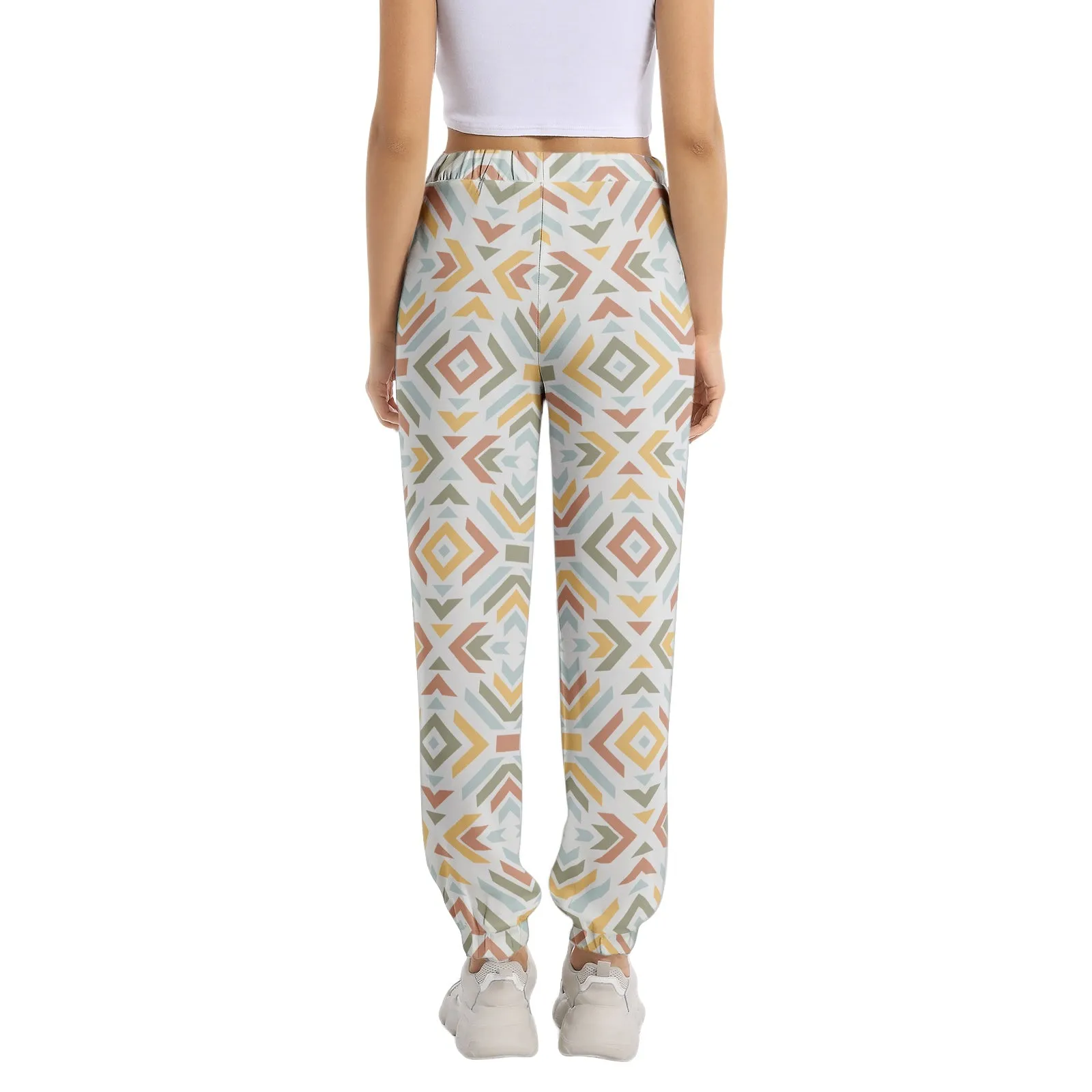 Geometric Elastic Waist Tapered Sweatpants