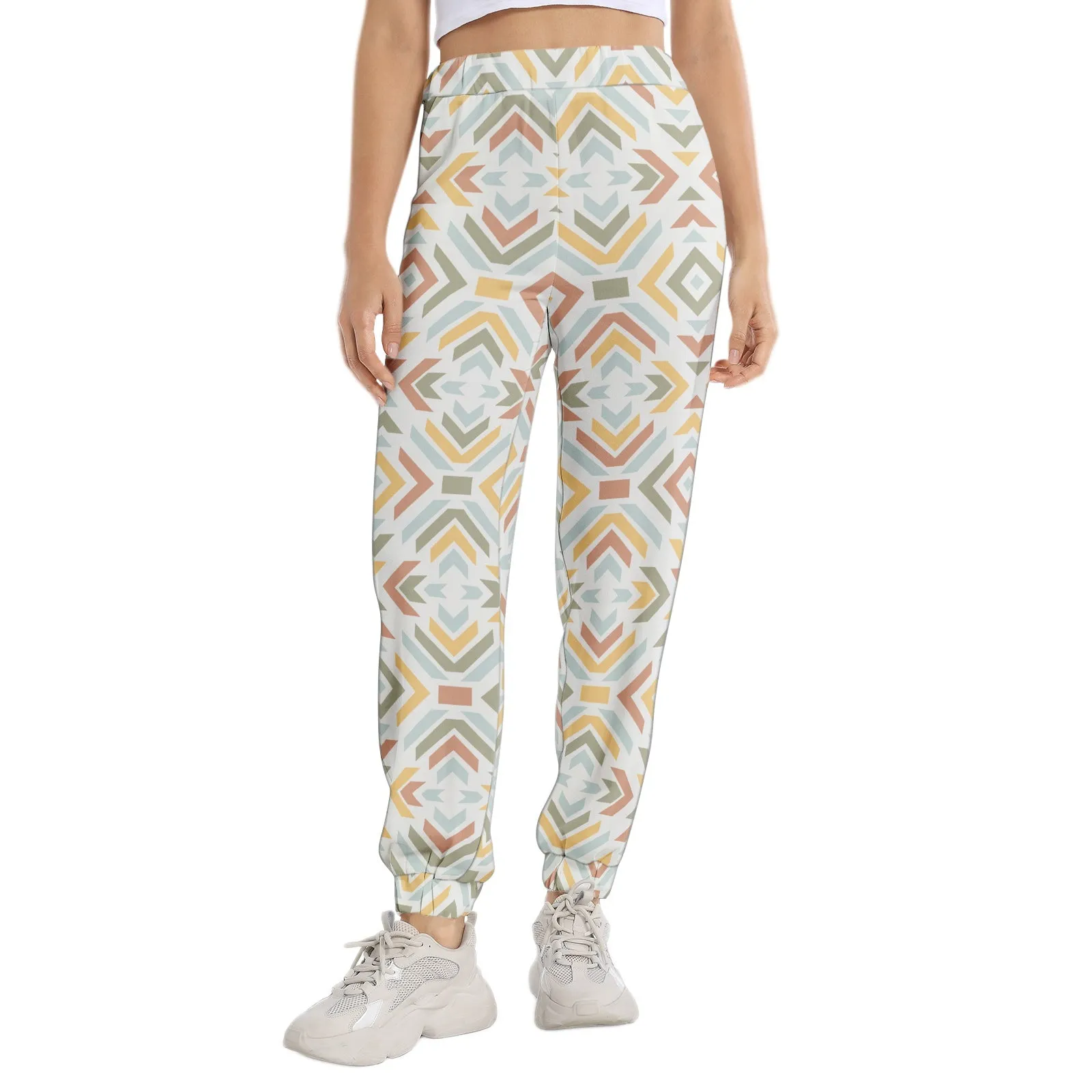 Geometric Elastic Waist Tapered Sweatpants