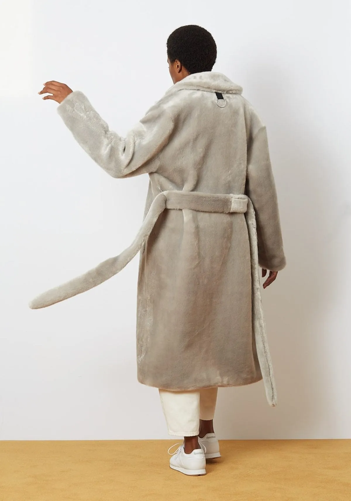 Grey faux fur coat RRP £695