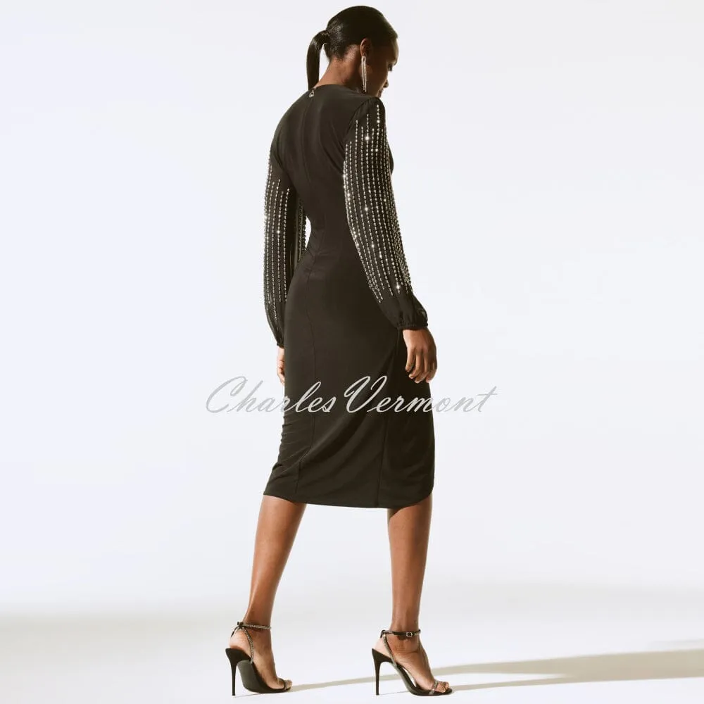 Joseph Ribkoff Wrap Dress With Beaded Sleeves - Style 243726