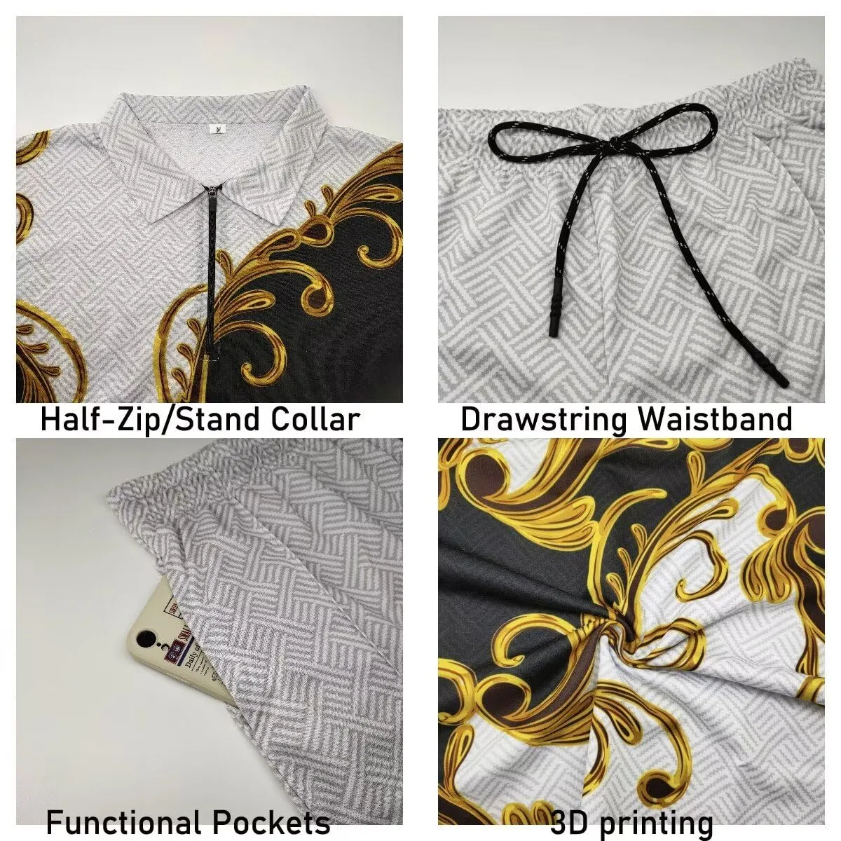 Men's Polo Track Suit Sets Long Sleeve Mens Outfits 2 Piece Fashion Sweatsuit Comfy Casual Set for Men