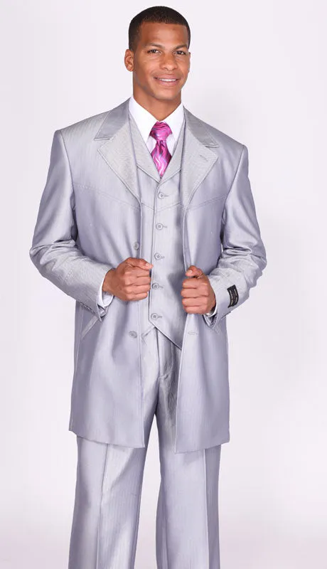 Milano Moda 2912V-SIL Mens Suit