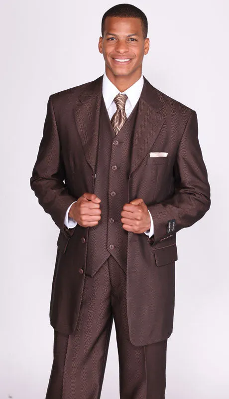 Milano Moda 2913V-BR Mens Suit