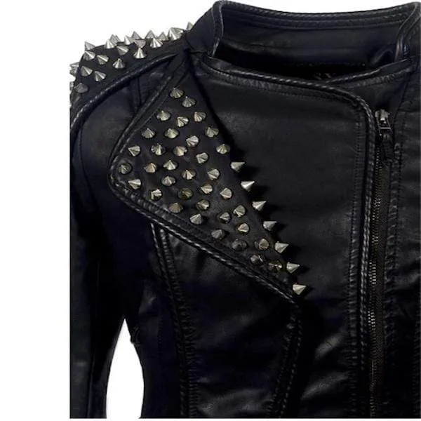 Studded Leather Moto Jacket