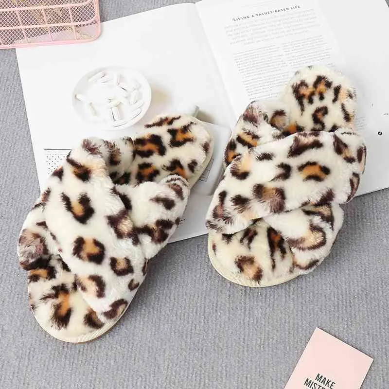Warm Faux Fur Crisscross Slippers