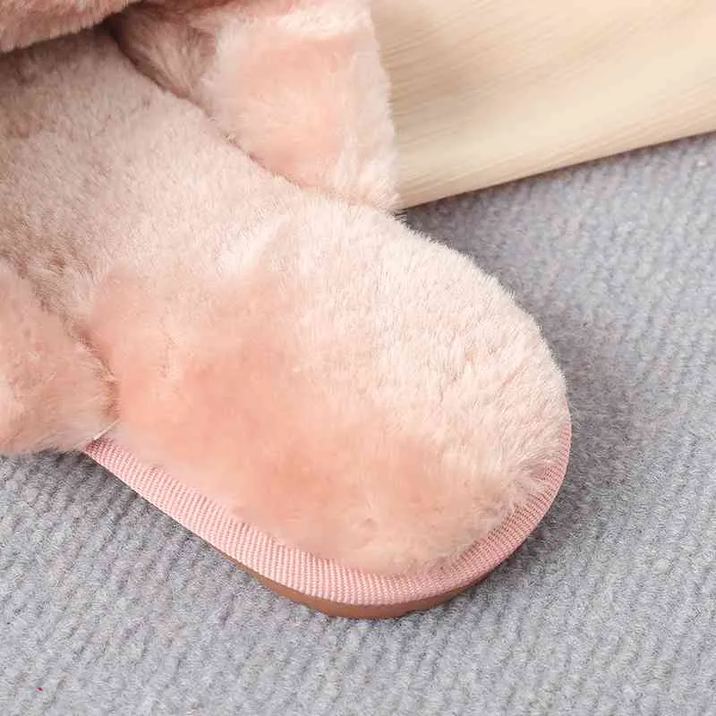 Warm Faux Fur Crisscross Slippers