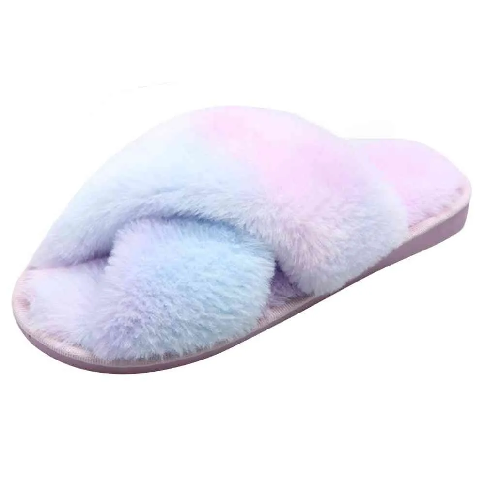 Warm Faux Fur Crisscross Slippers